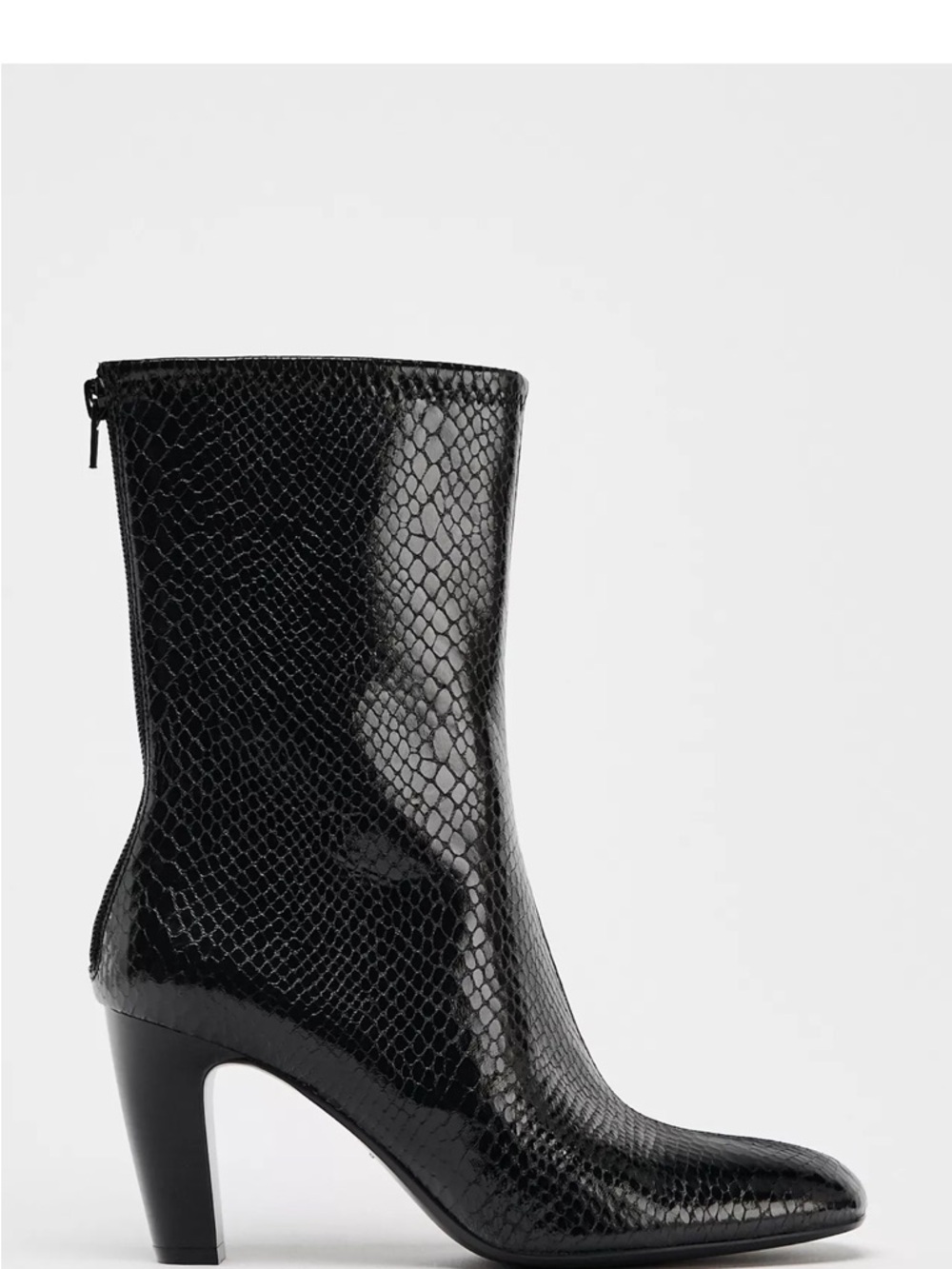 Women’s Black TEXTURED HEELED ANKLE BOOTS- ZARA